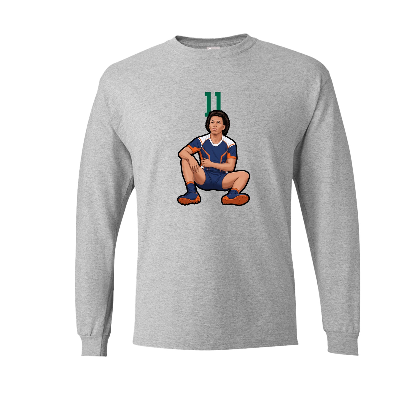 Long Sleeve Tee — Number Top in Grey