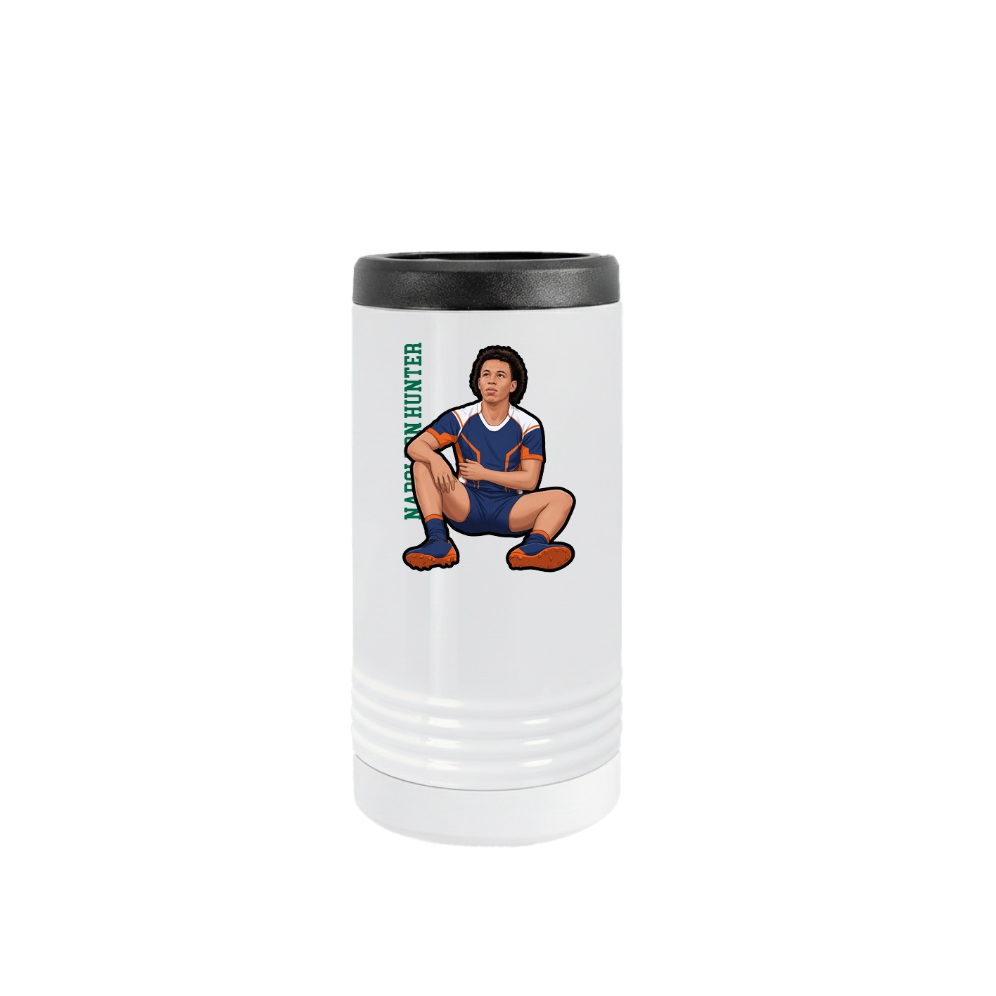 Slim Beverage Holder — Name Vertical in White