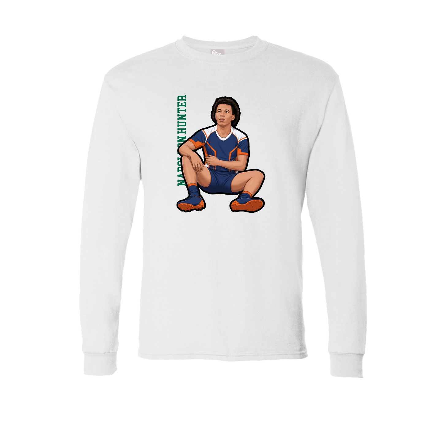 Long Sleeve Tee — Name Vertical in White