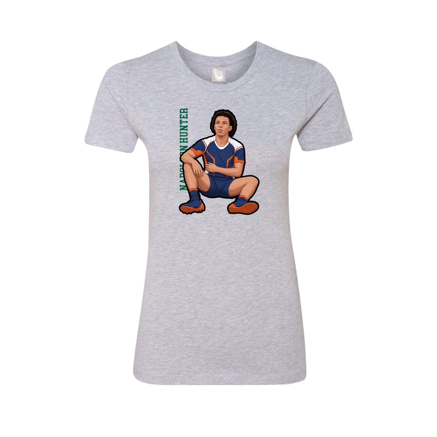 Fitted Women's Tee — Name Vertical in Grey