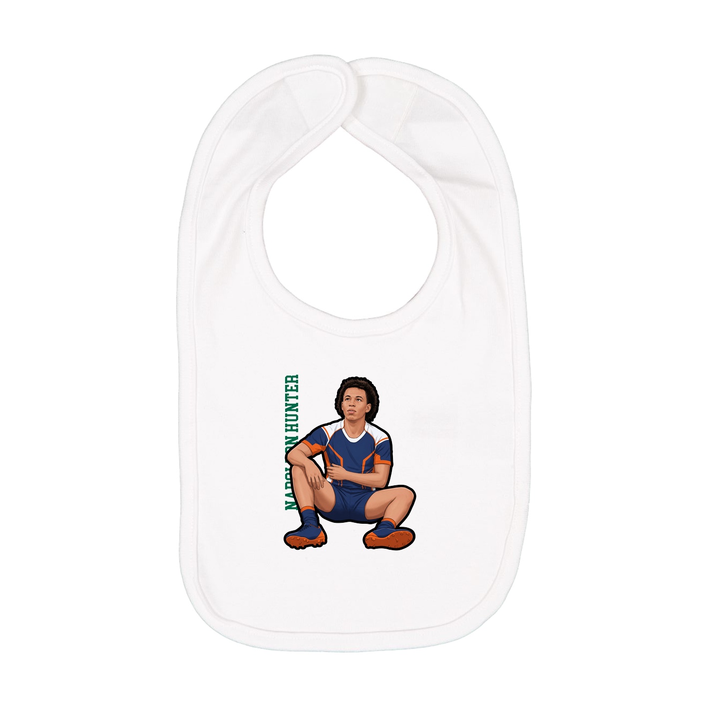 Infant Bib — Name Vertical in White