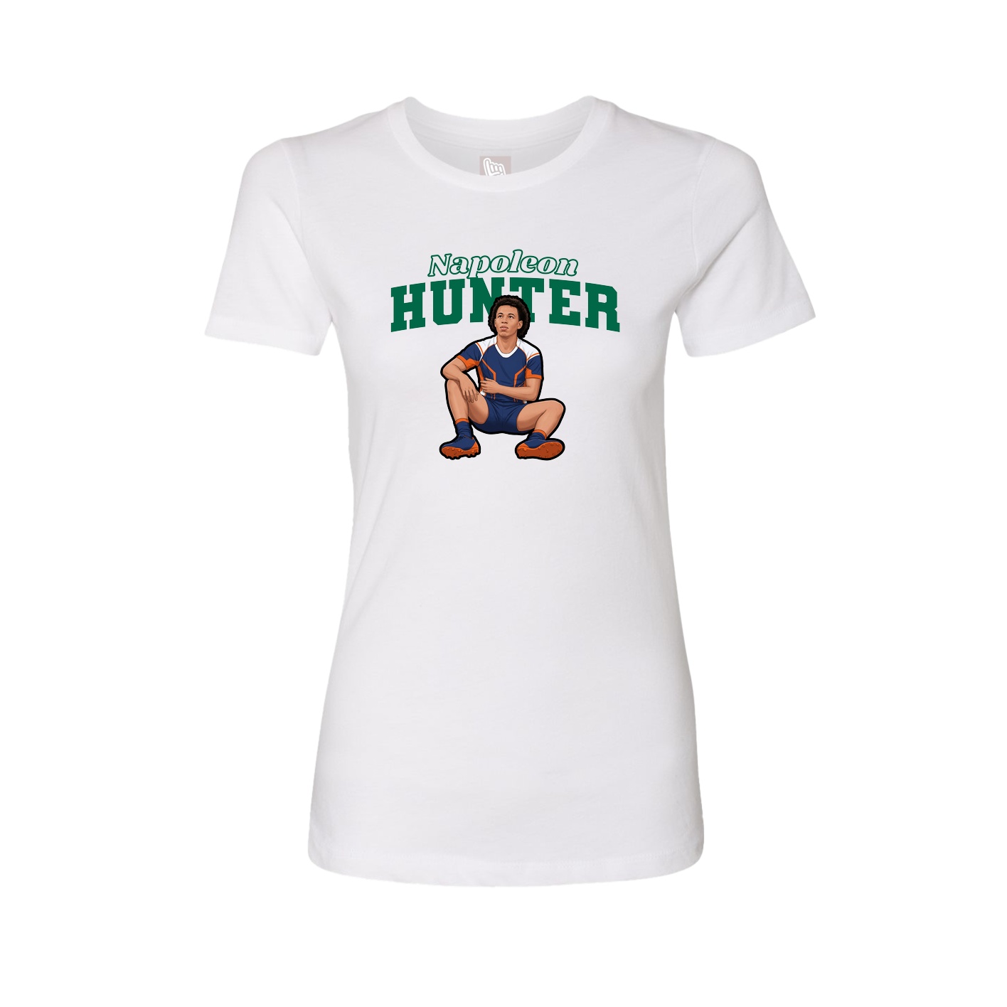 Fitted Women's Tee — Name Arch in White