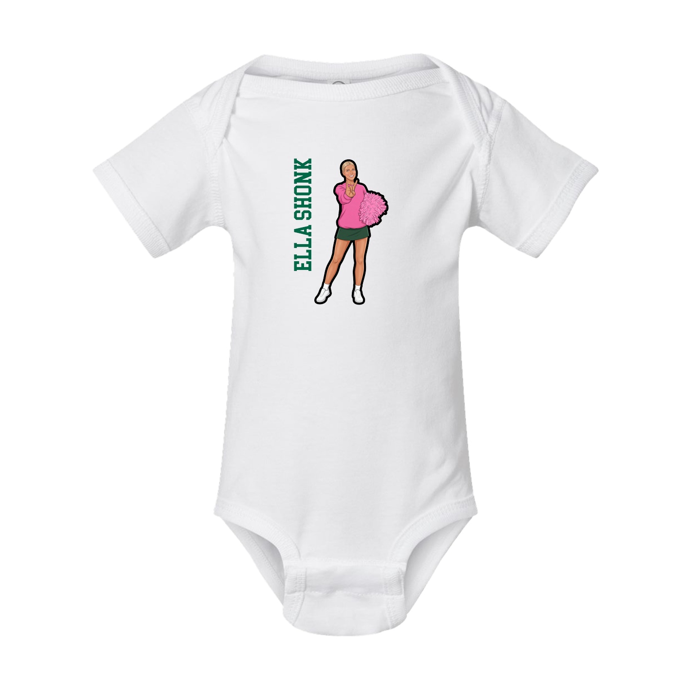 Baby Onesie — Name Vertical in White