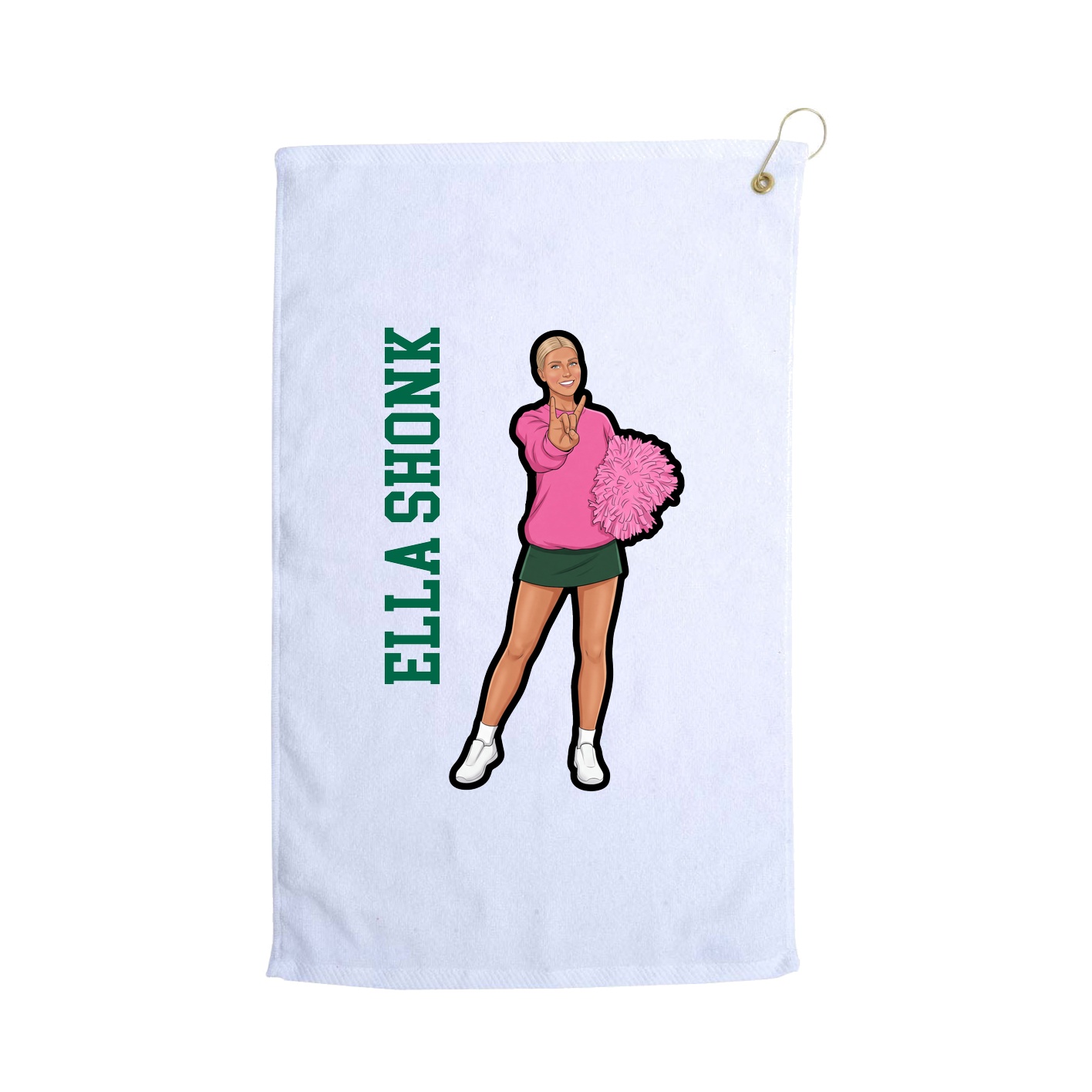 Golf Towel — Name Vertical in White