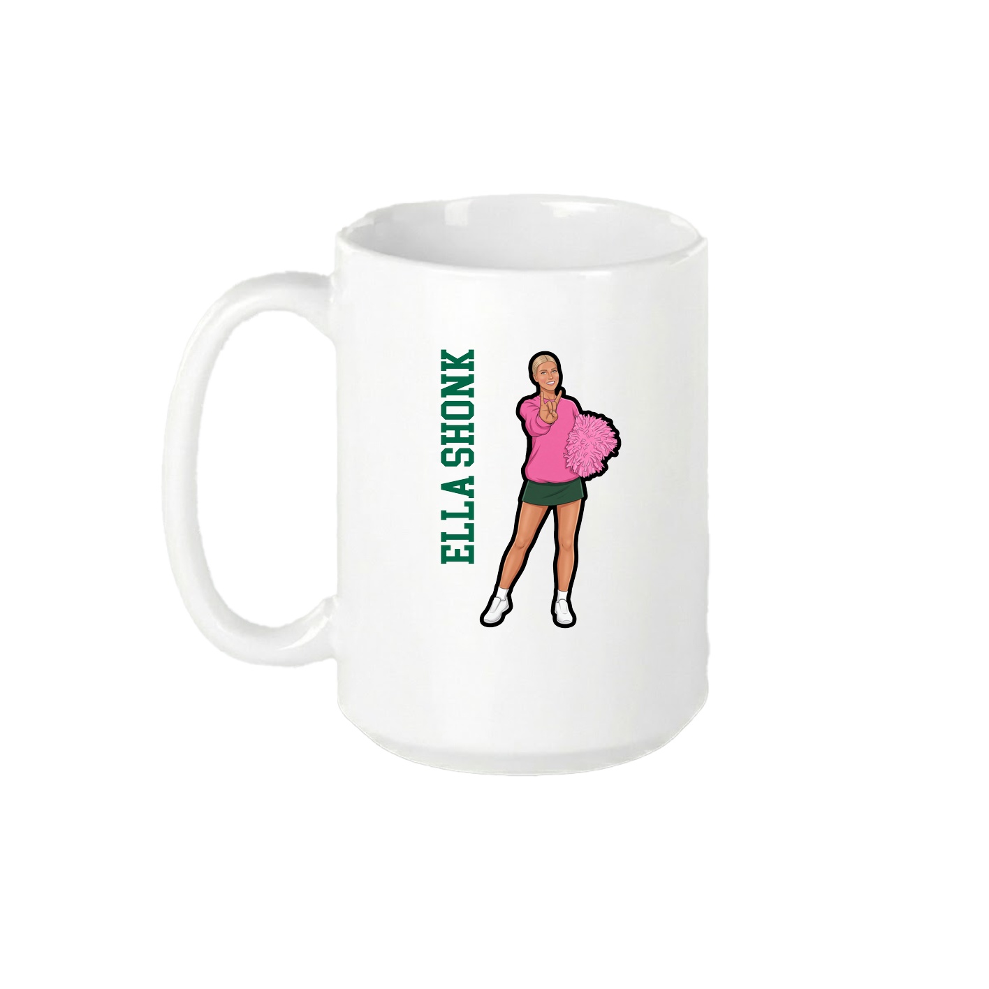 15oz Coffee Mug — Name Vertical in White