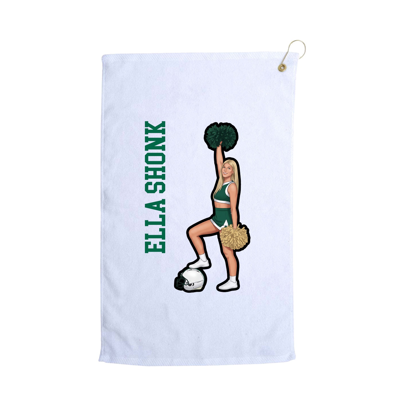 Golf Towel — Name Vertical in White