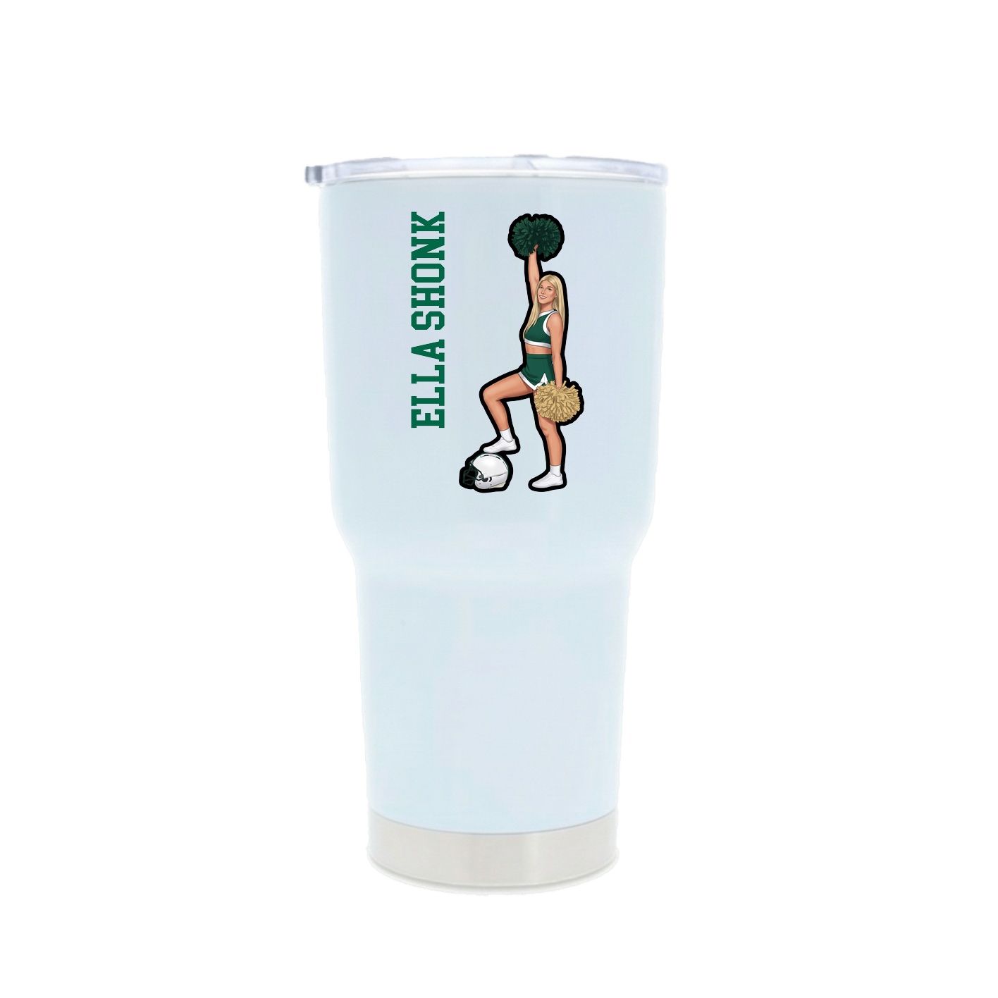 30oz Stainless Steel Tumbler — Name Vertical in White