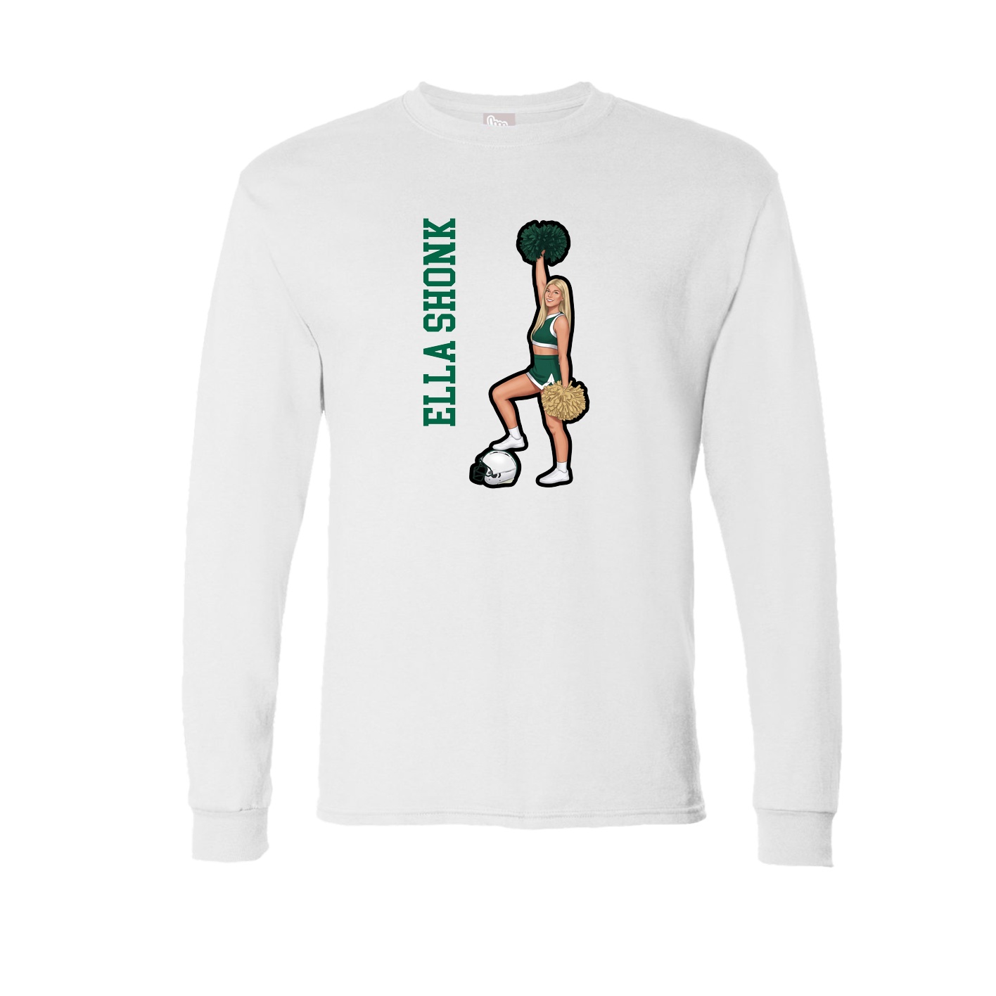 Long Sleeve Tee — Name Vertical in White