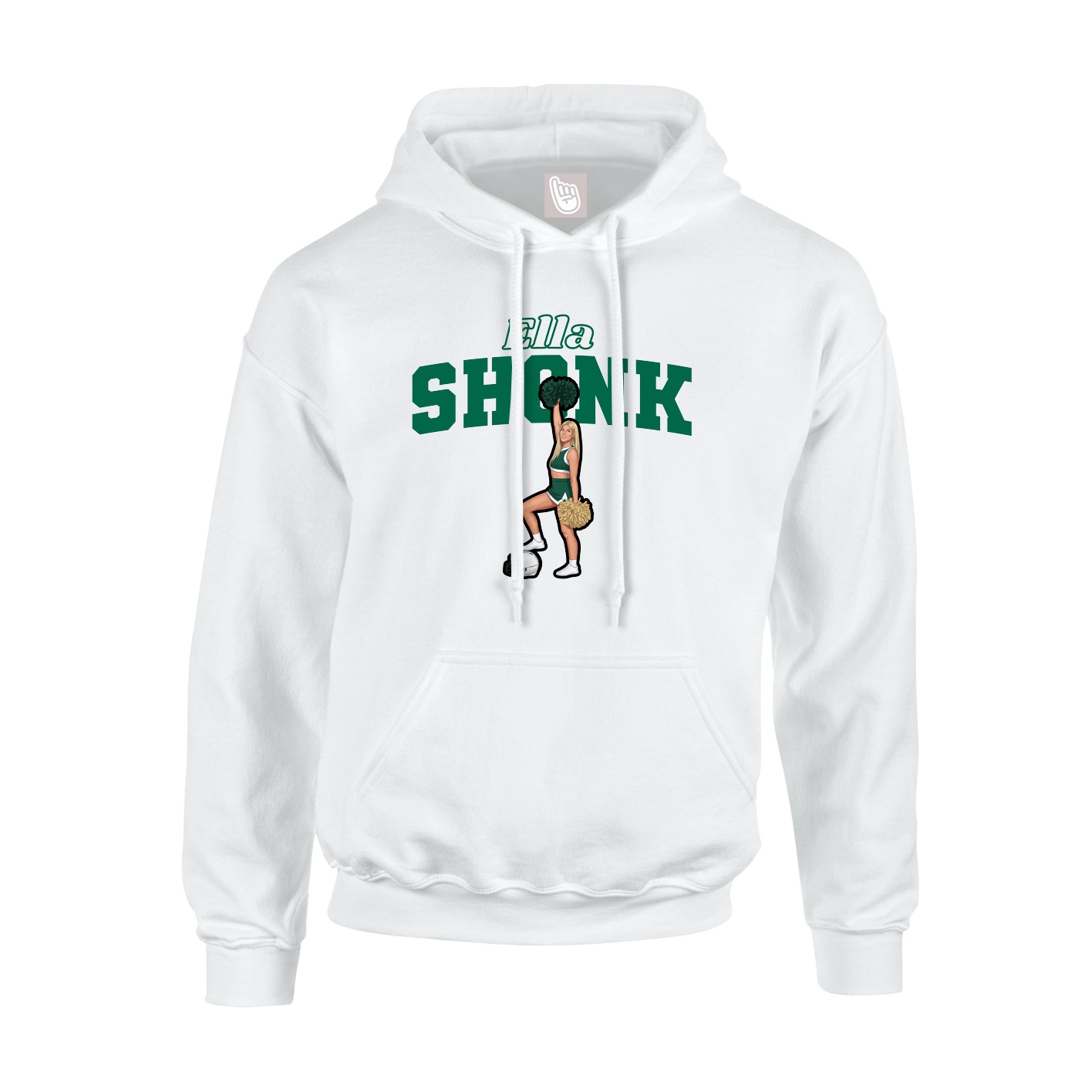 Youth Hoodie — Name Arch in White