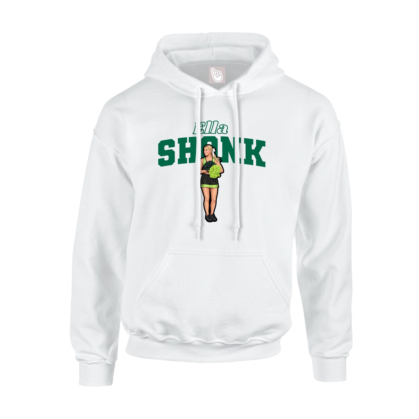 Youth Hoodie — Name Arch in White