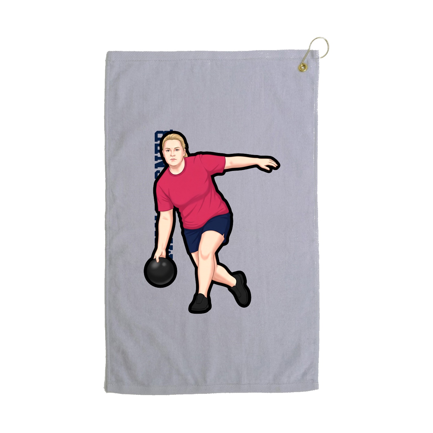 Golf Towel — Name Vertical in Grey