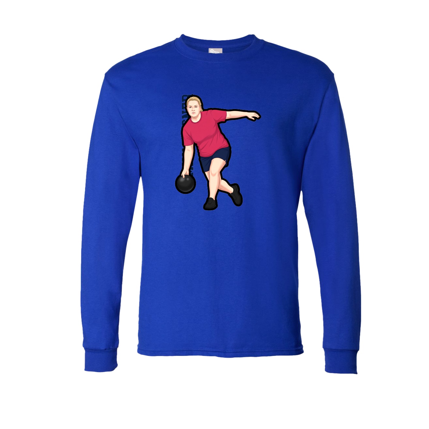 Long Sleeve Tee — Name Vertical in Royal