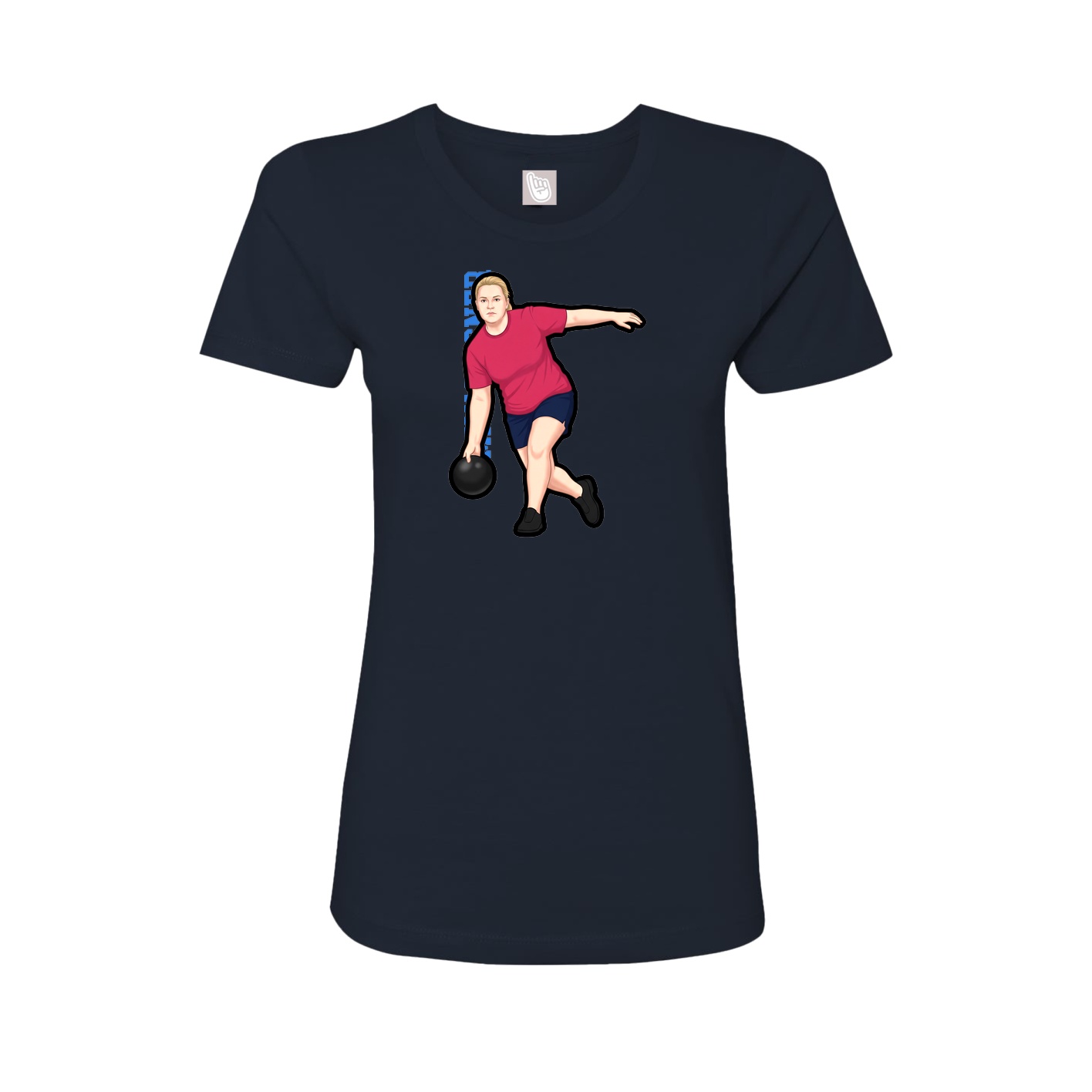 Fitted Women's Tee — Name Vertical in Navy