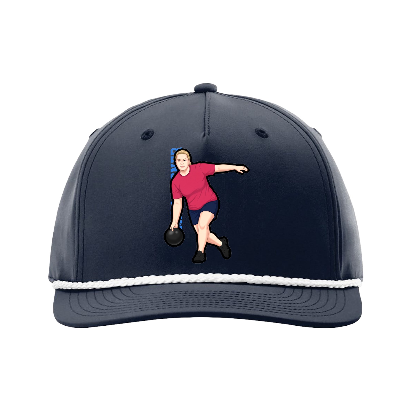 Five-Panel Classic Rope Cap — Name Vertical in Navy
