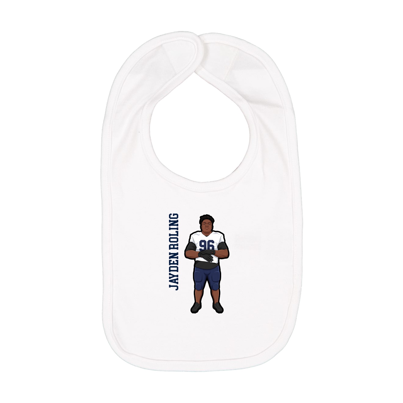 Infant Bib — Name Vertical in White