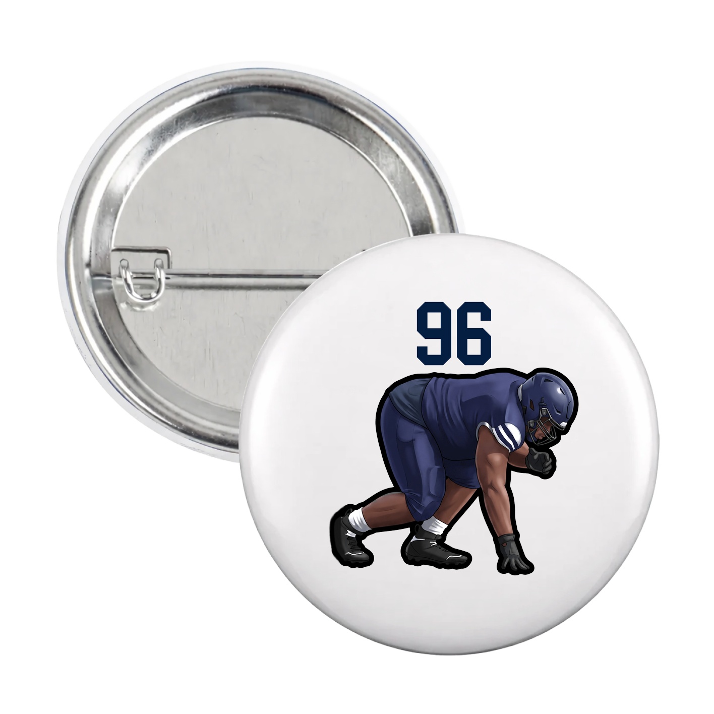 Game Day Button — Number Top in White