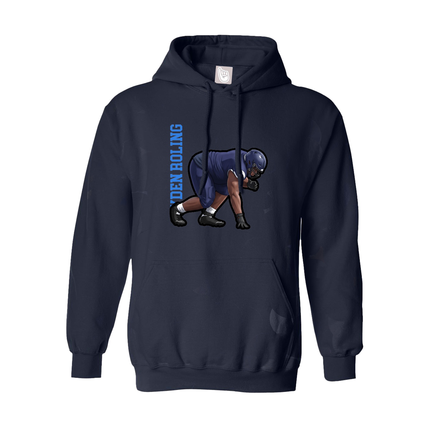Hoodie — Name Vertical in Navy