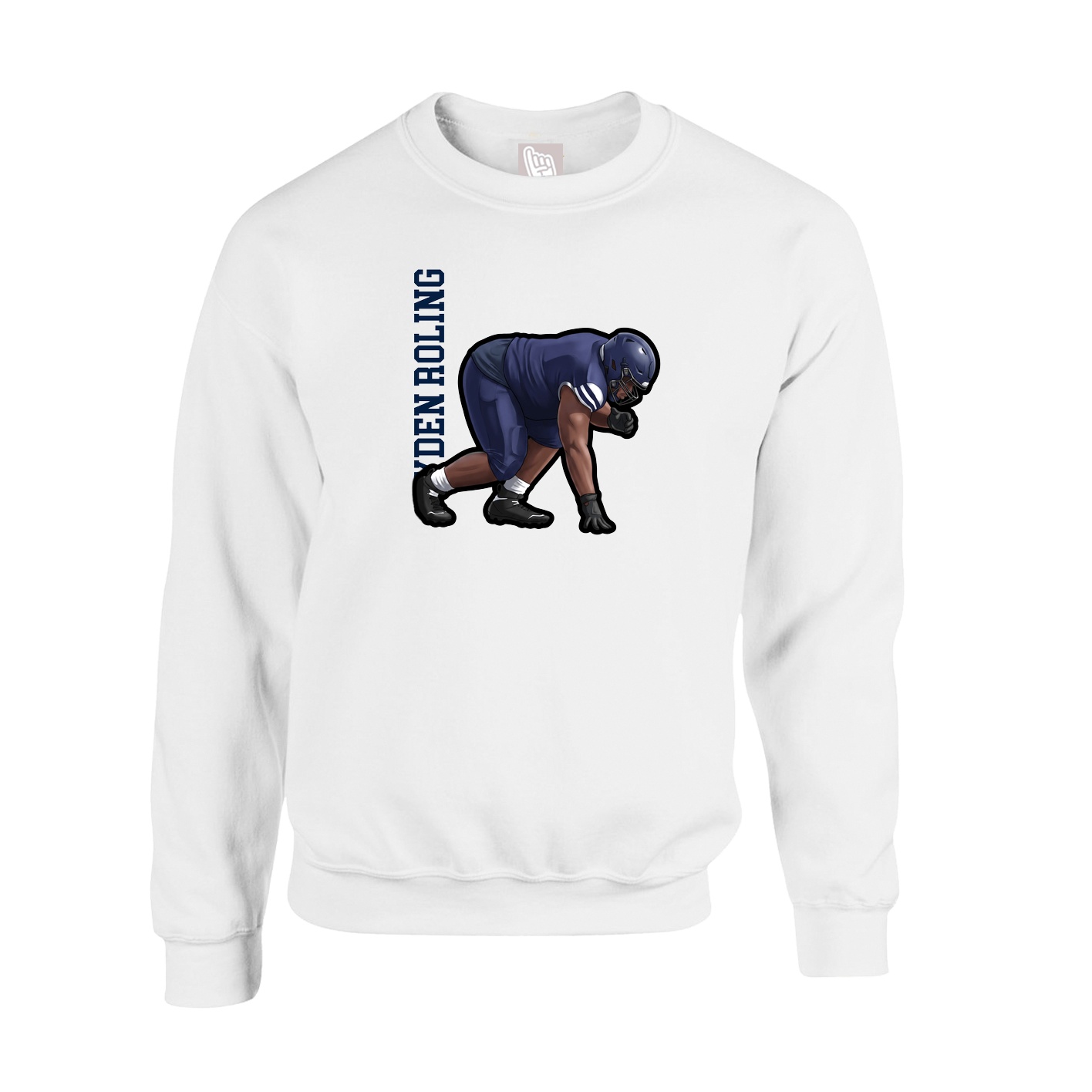 Fleece Crew — Name Vertical in White
