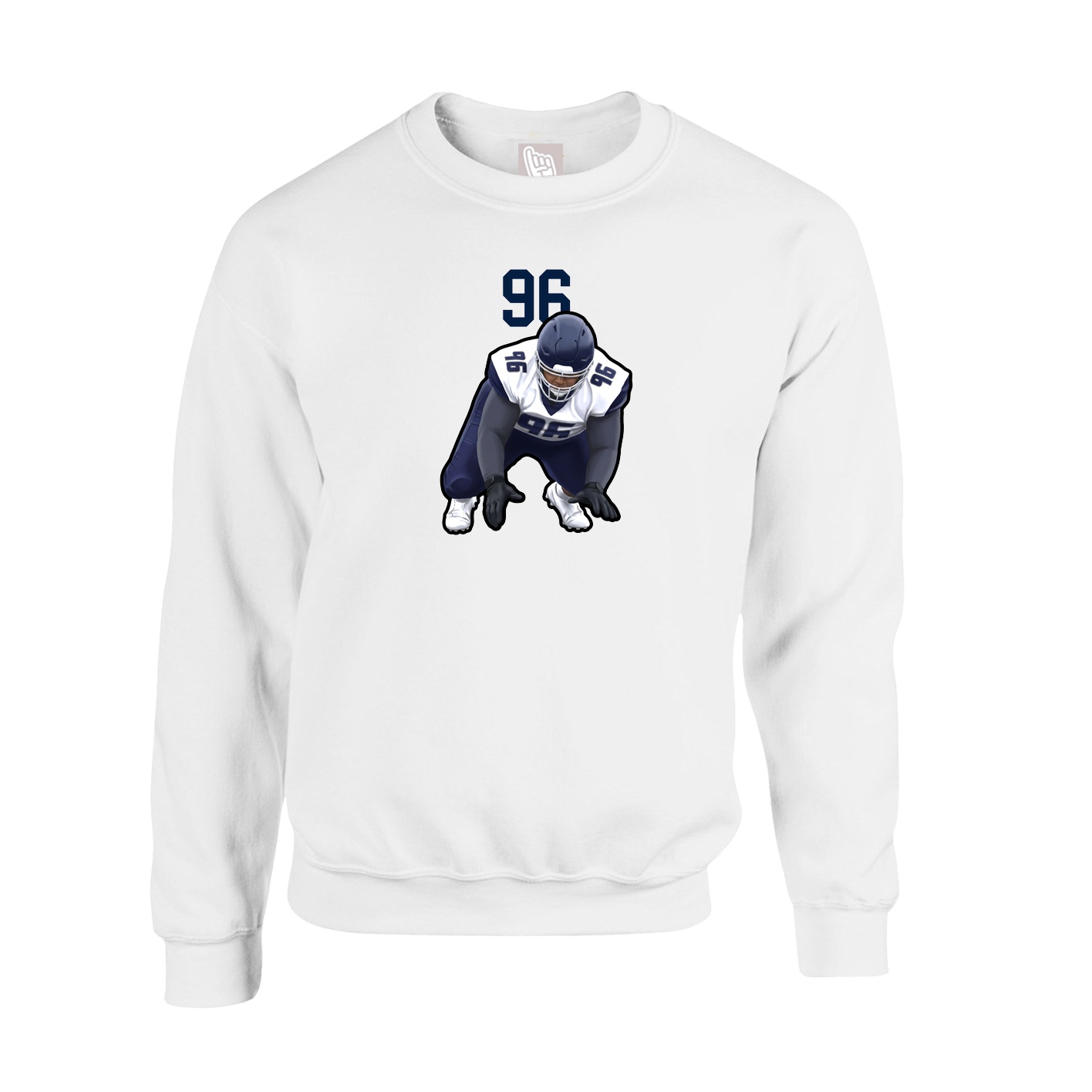 Fleece Crew — Number Top in White