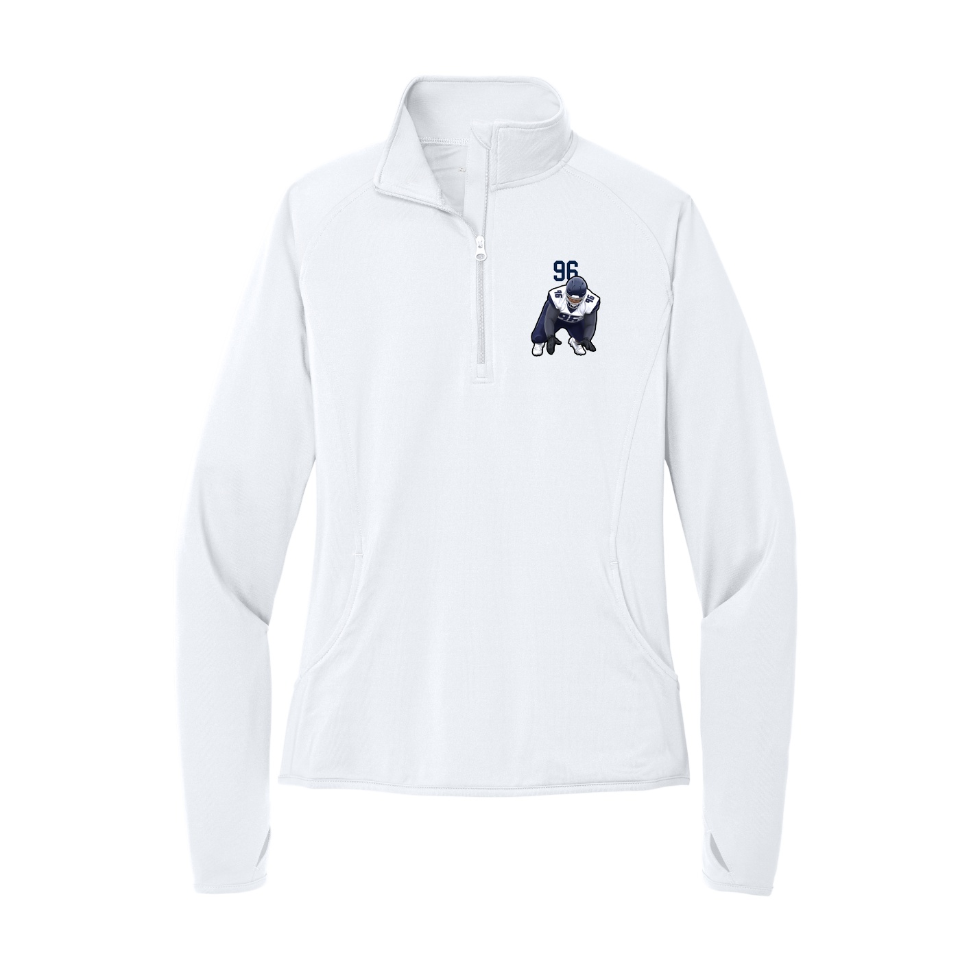 Women's Q-Zip Pullover — Number Top in White