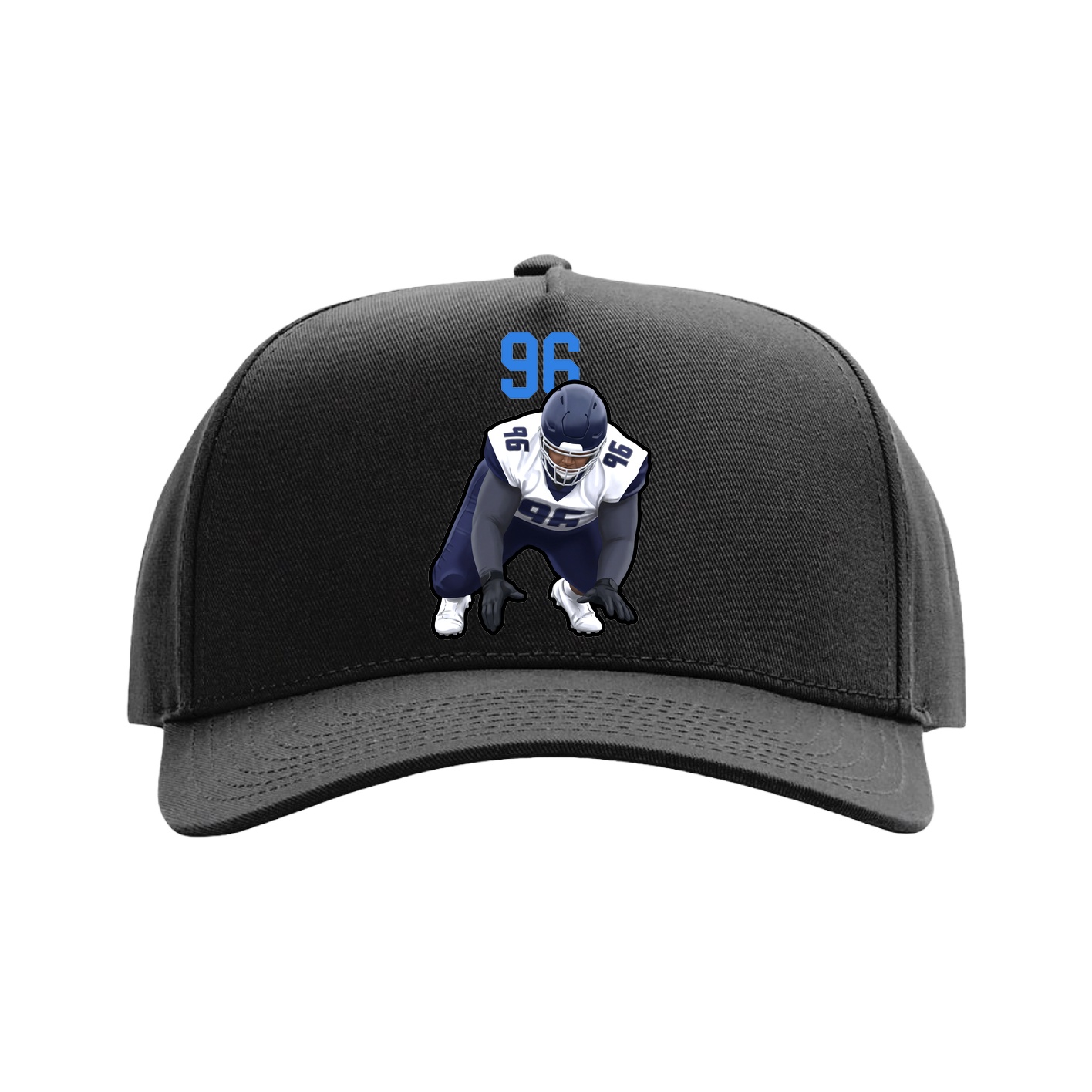 Full Fabric Five-Panel Champ Cap — Number Top in Black