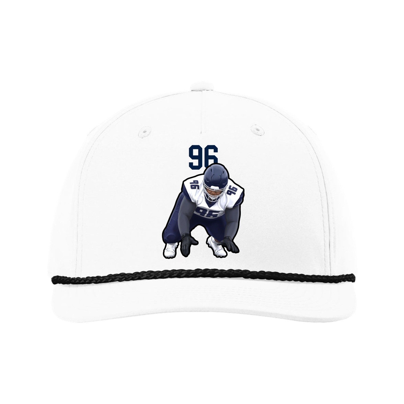 Five-Panel Classic Rope Cap — Number Top in White