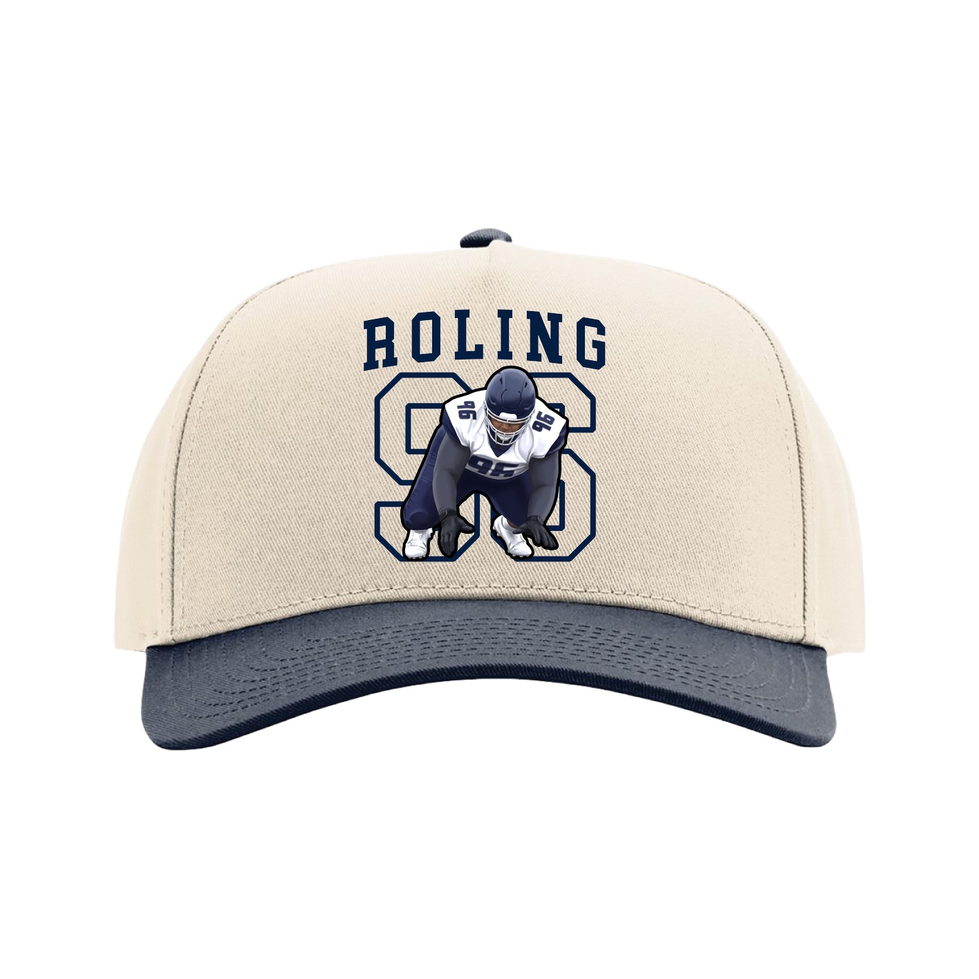 Full Fabric Five-Panel Champ Cap — Shirsey in Cream/Navy