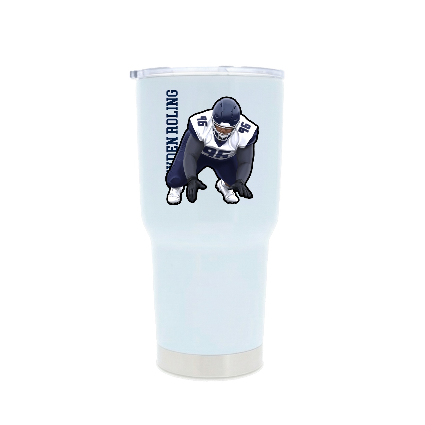 30oz Stainless Steel Tumbler — Name Vertical in White