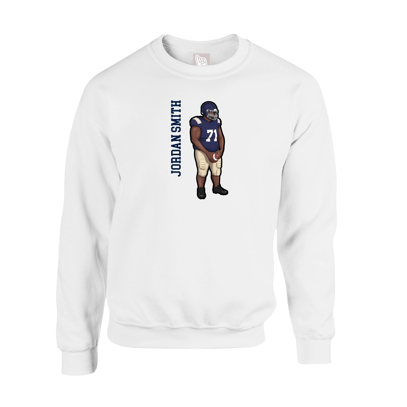 Fleece Crew — Name Vertical in White
