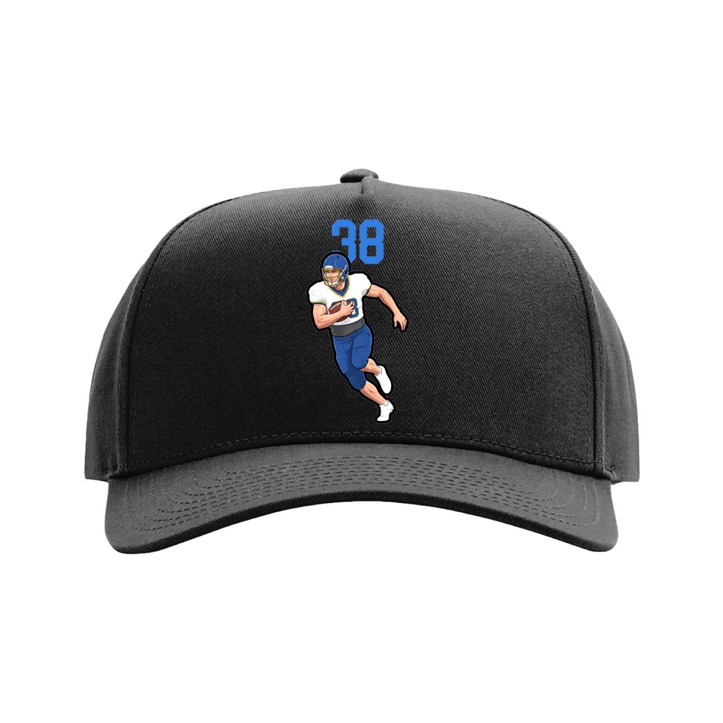 Full Fabric Five-Panel Champ Cap — Number Top in Black