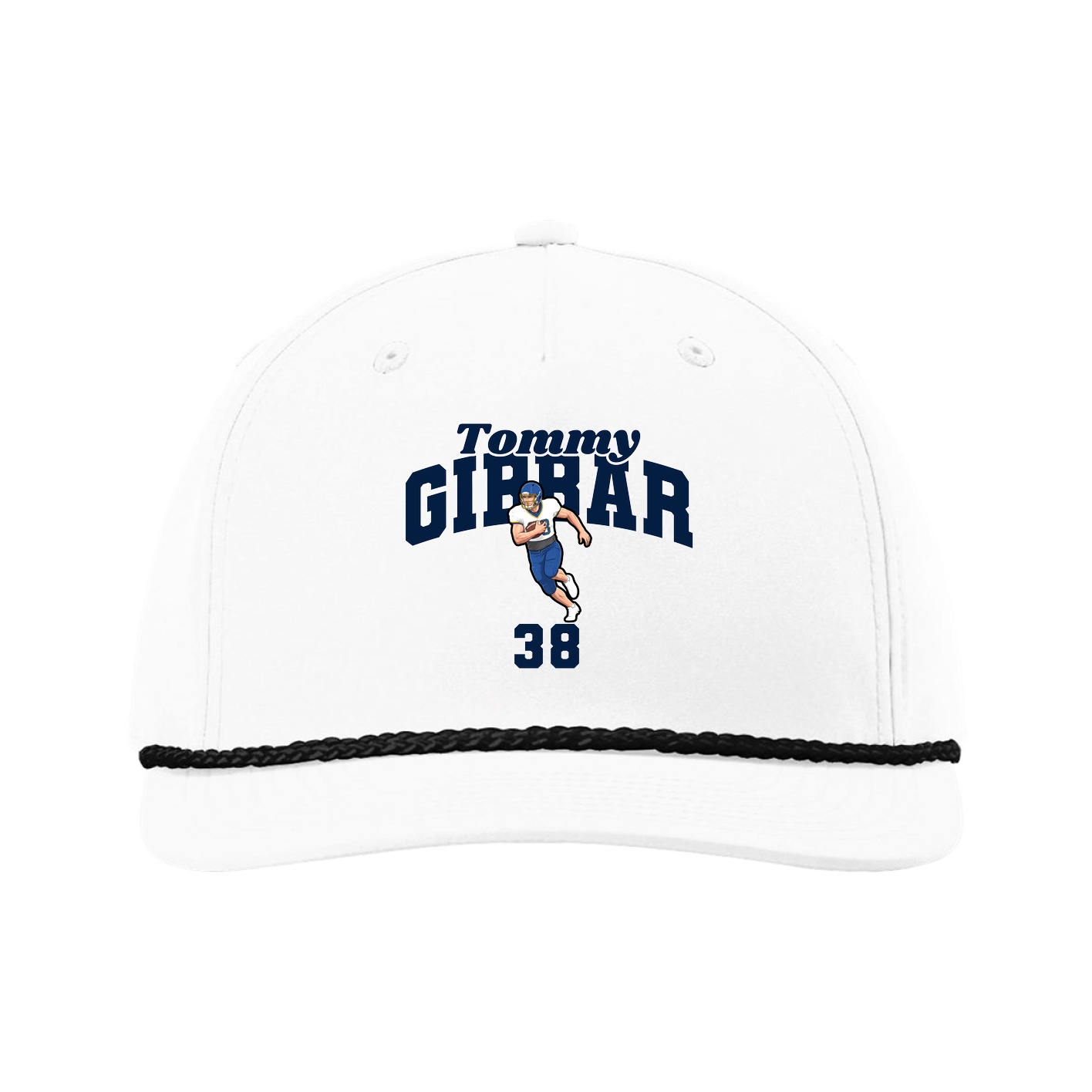 Five-Panel Classic Rope Cap — Signature Arch in White