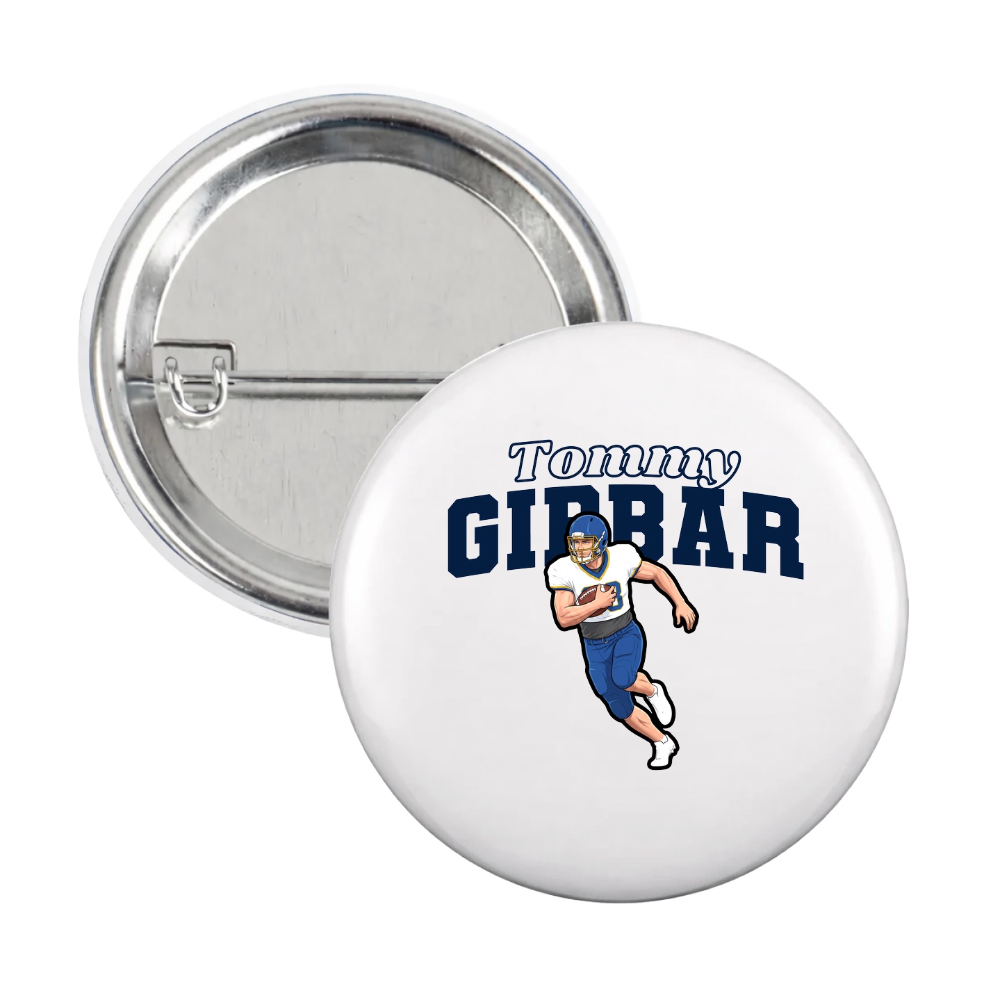 Game Day Button — Name Arch in White