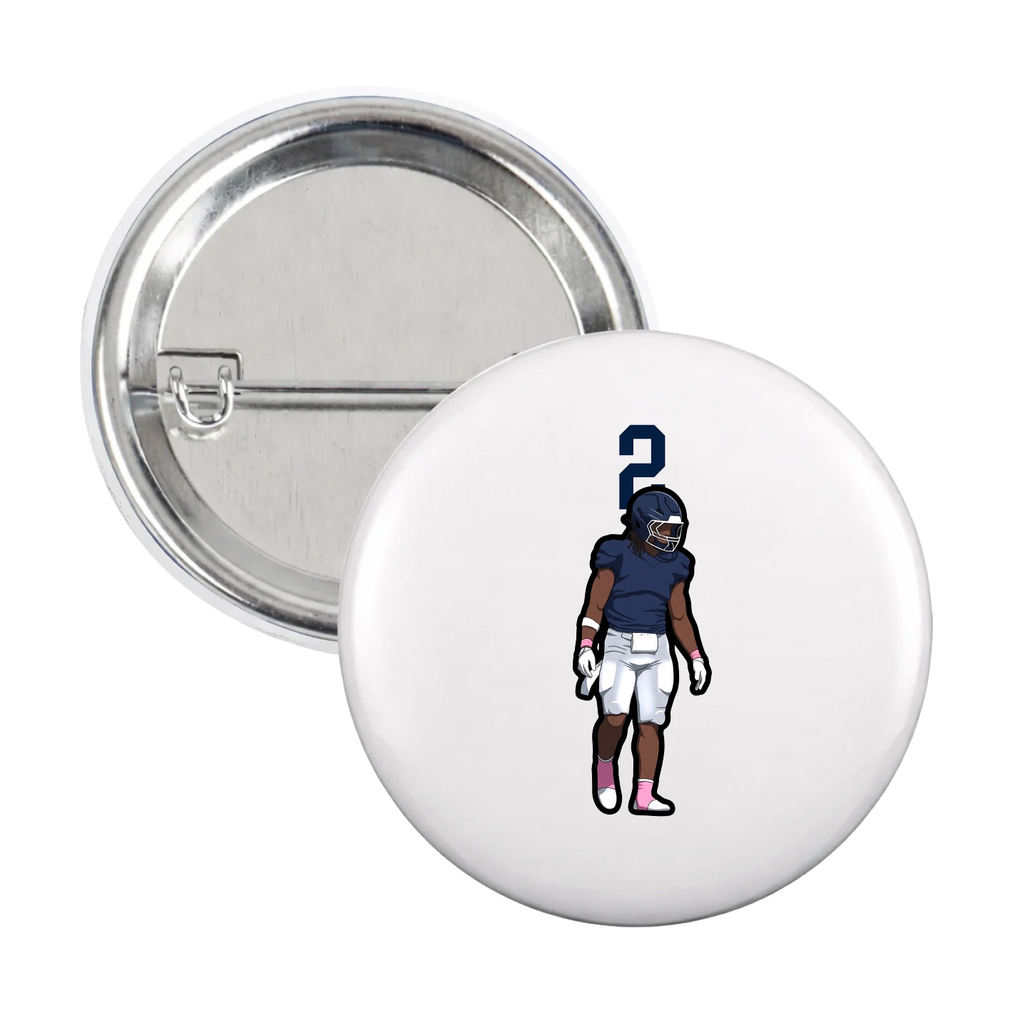 Game Day Button — Number Top in White
