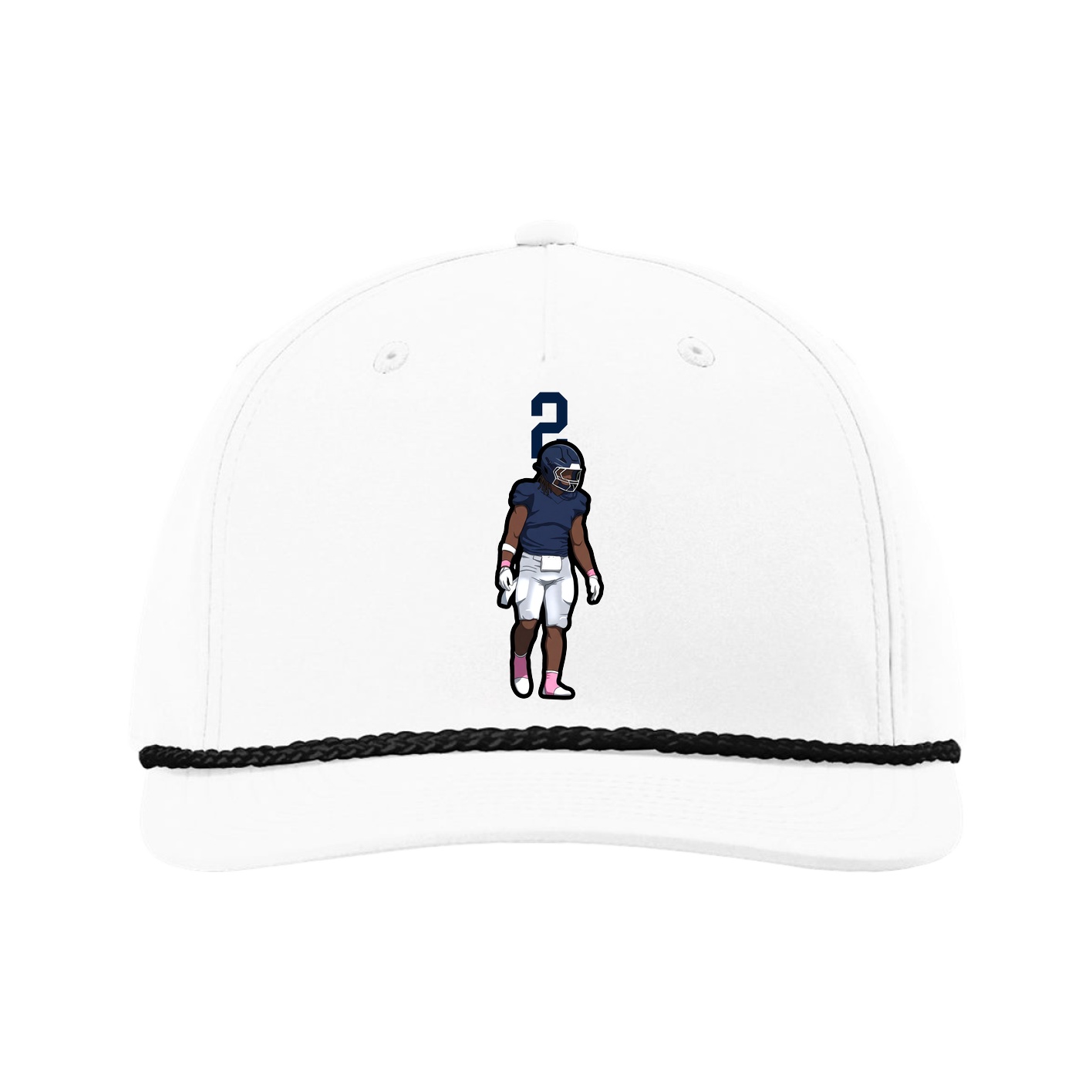 Five-Panel Classic Rope Cap — Number Top in White