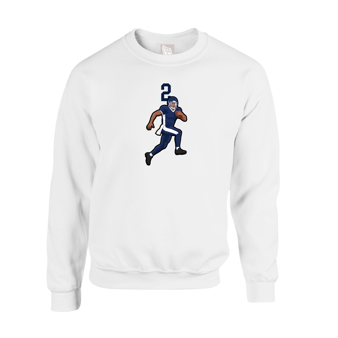 Fleece Crew — Number Top in White