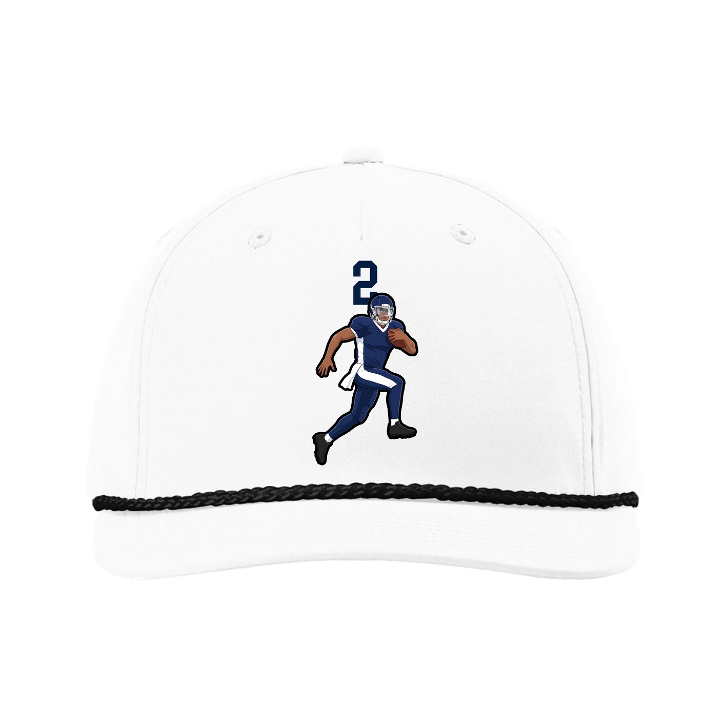 Five-Panel Classic Rope Cap — Number Top in White