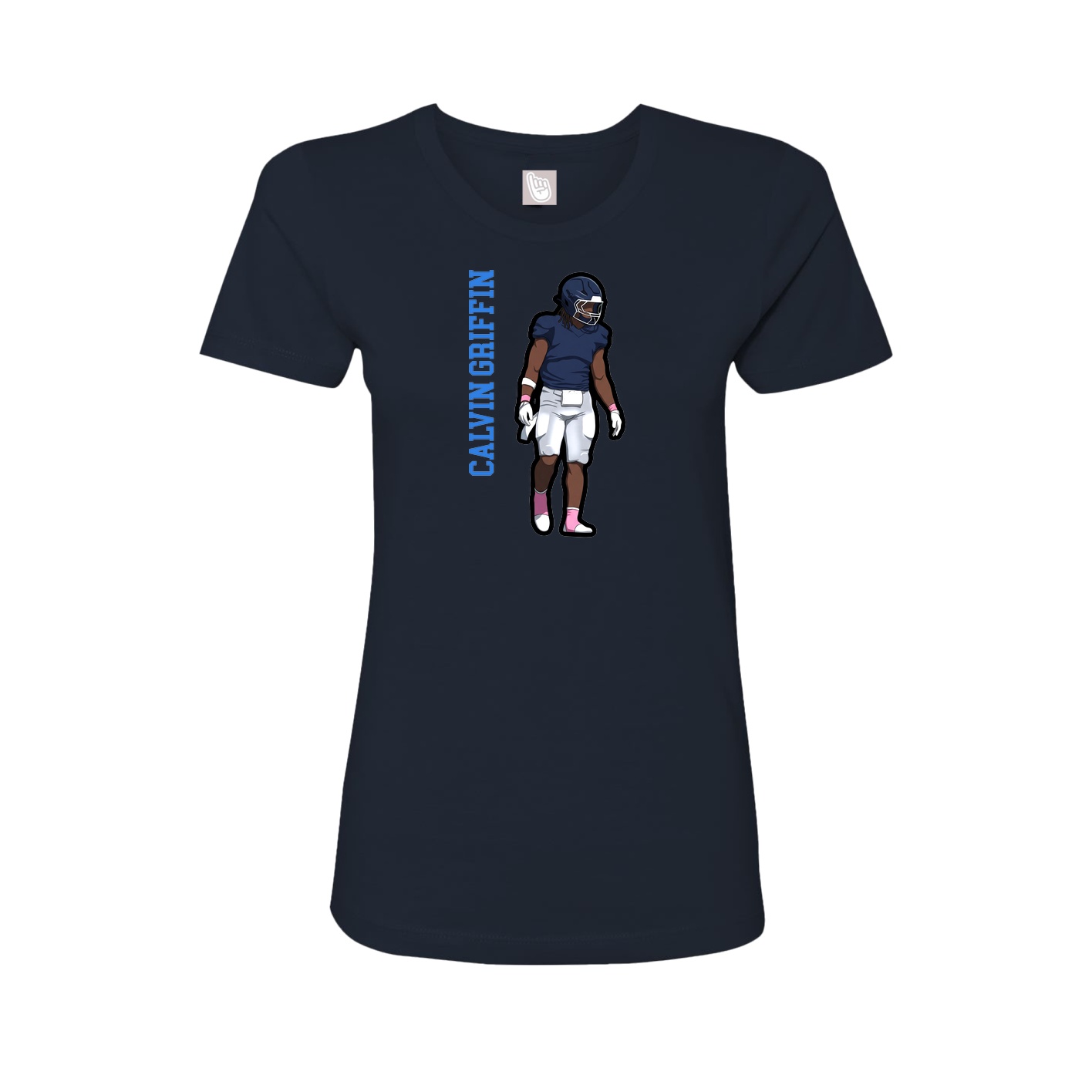 Fitted Women's Tee — Name Vertical in Navy