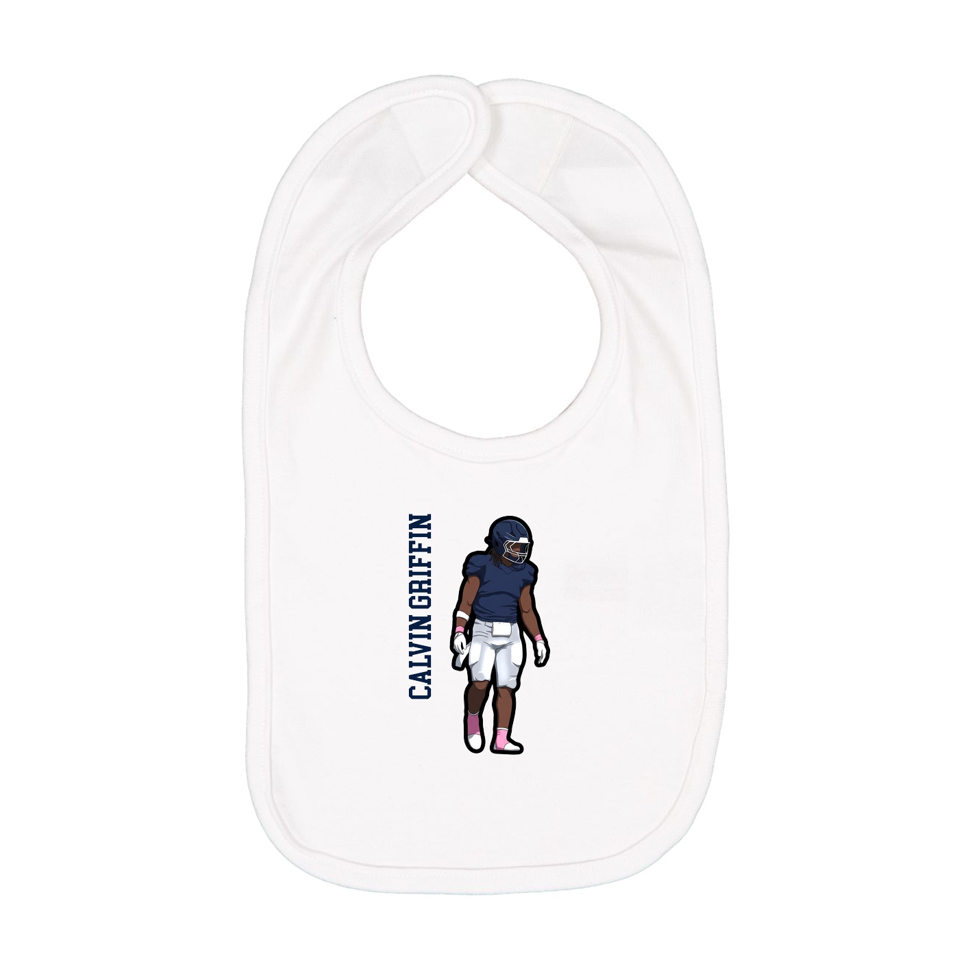 Infant Bib — Name Vertical in White
