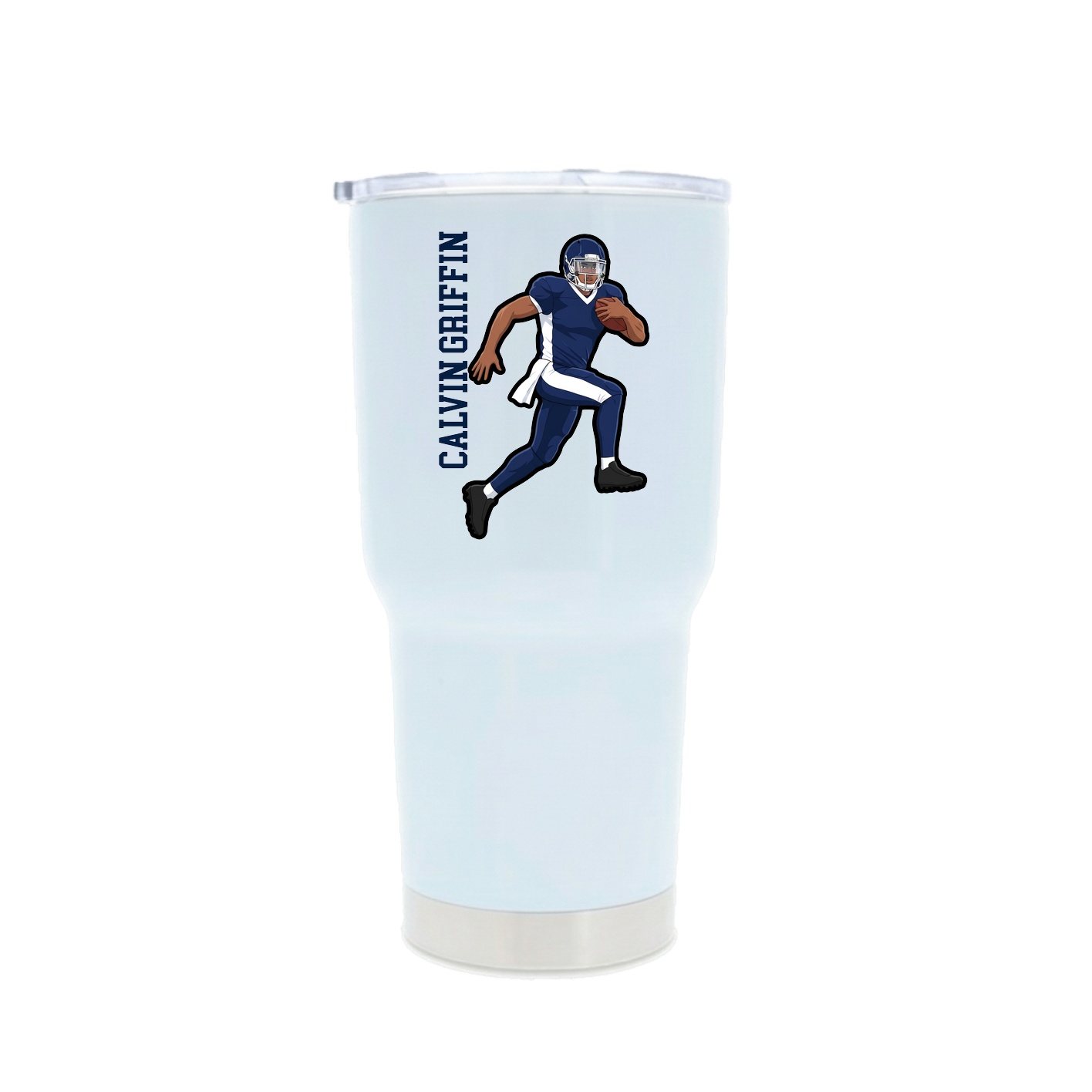 30oz Stainless Steel Tumbler — Name Vertical in White