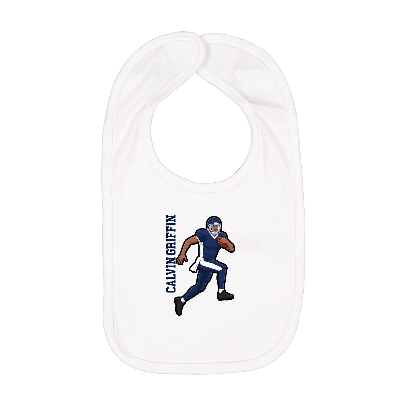 Infant Bib — Name Vertical in White