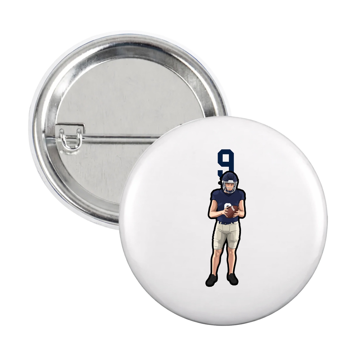 Game Day Button — Number Top in White