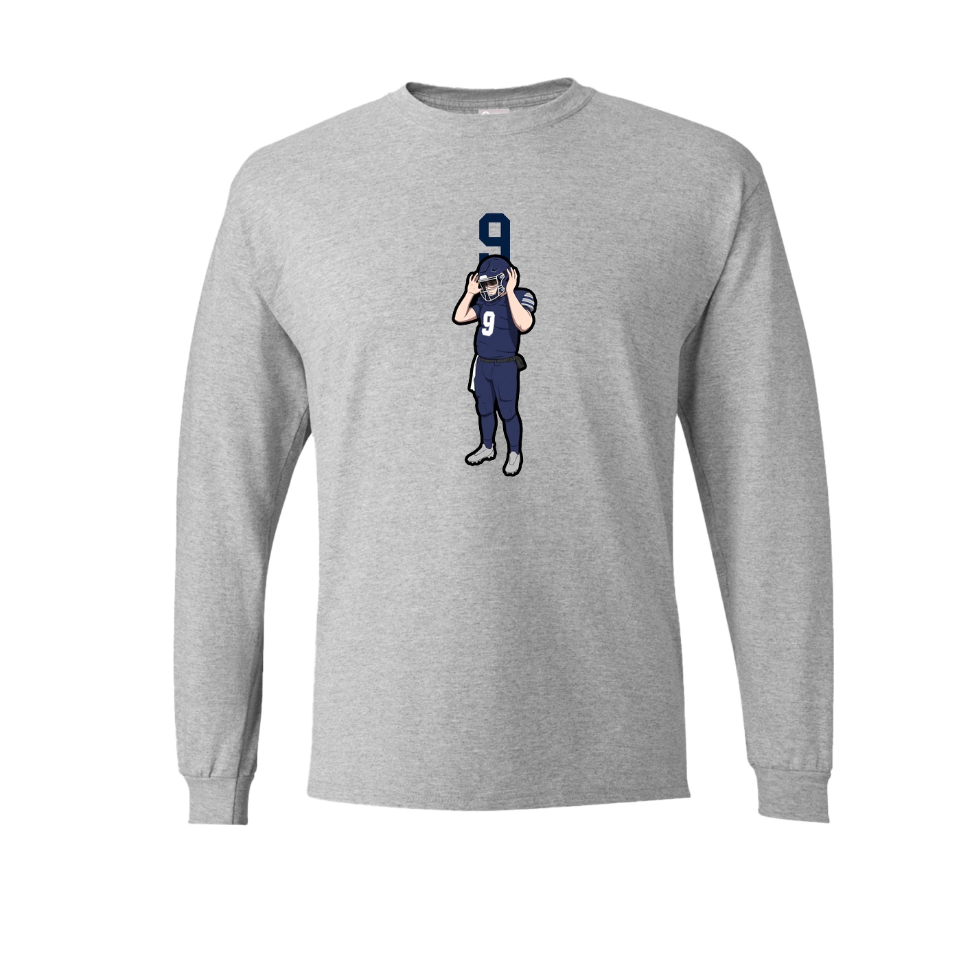 Long Sleeve Tee — Number Top in Grey