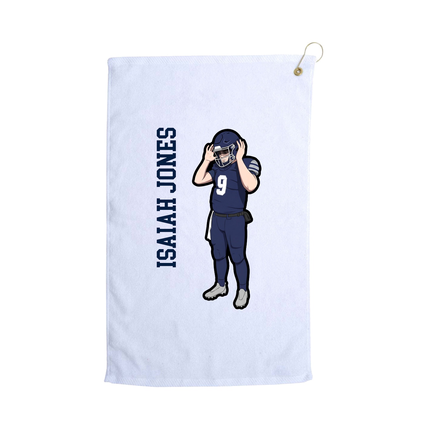 Golf Towel — Name Vertical in White