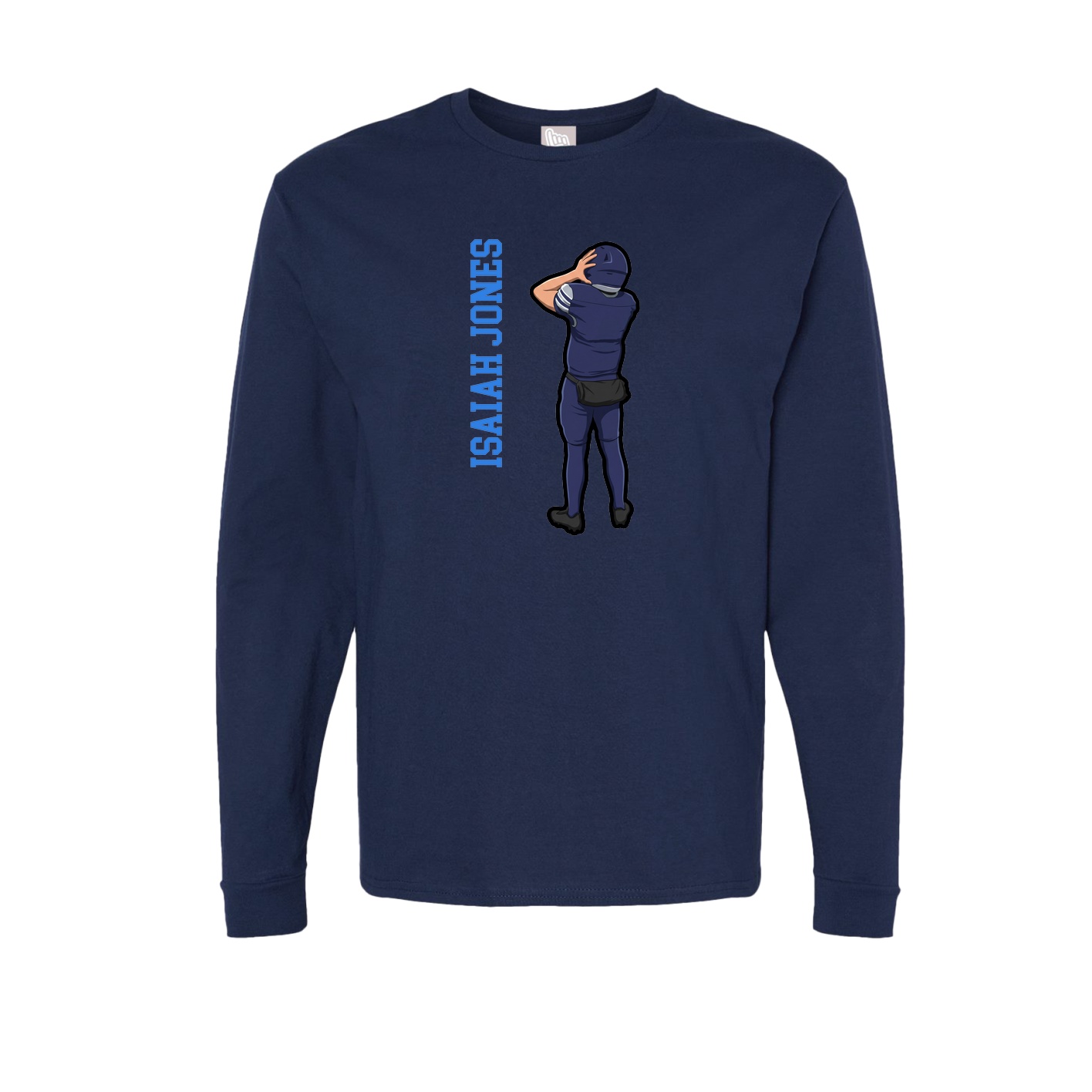 Long Sleeve Tee — Name Vertical in Navy