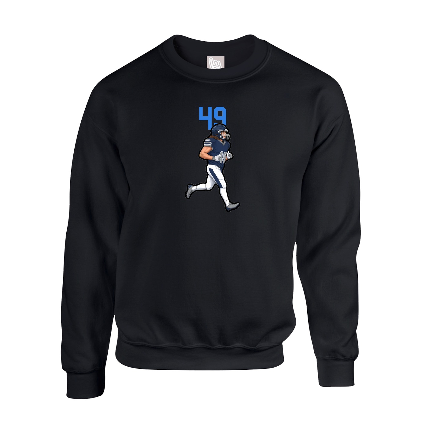 Fleece Crew — Number Top in Black