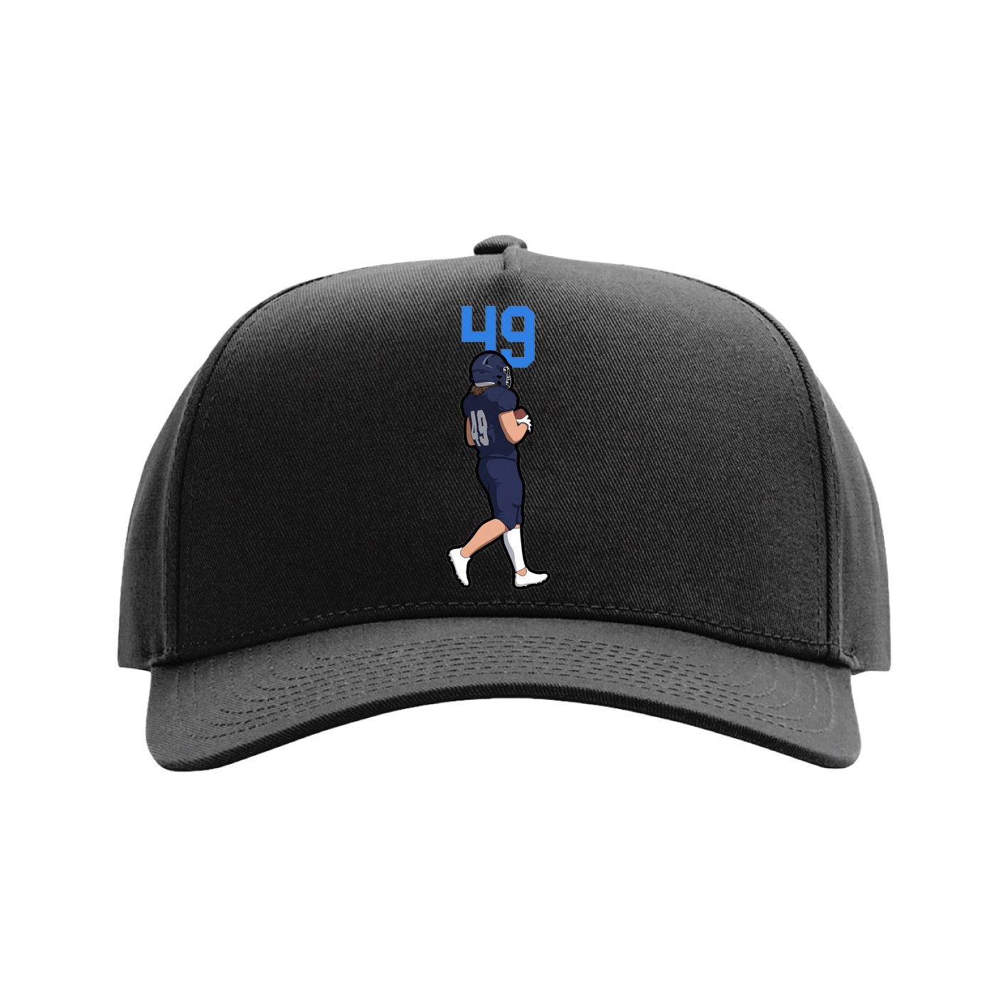 Full Fabric Five-Panel Champ Cap — Number Top in Black