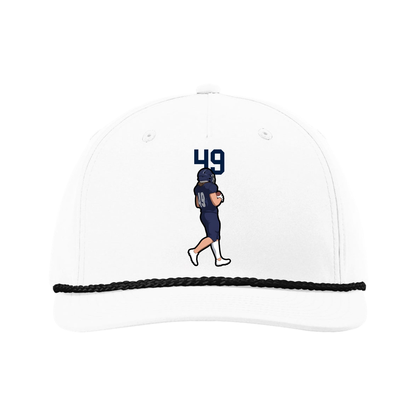 Five-Panel Classic Rope Cap — Number Top in White