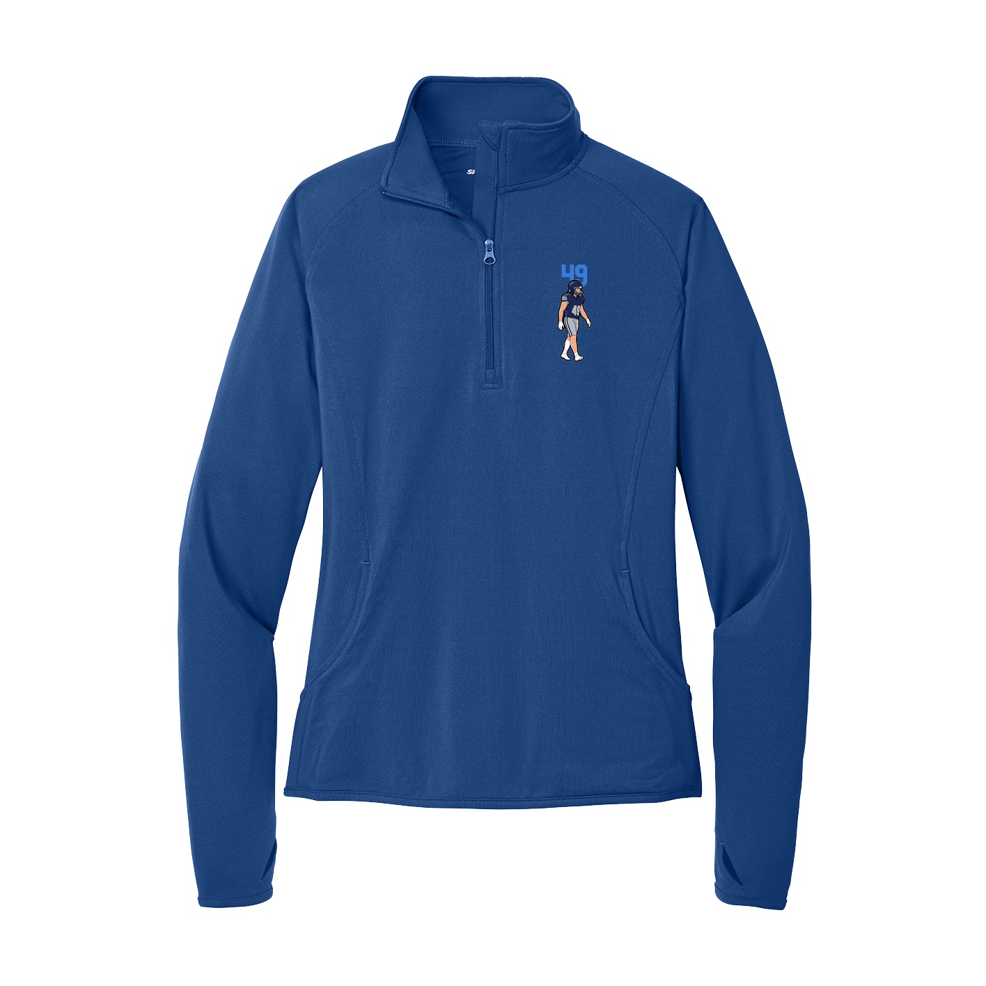 Women's Q-Zip Pullover — Number Top in Royal