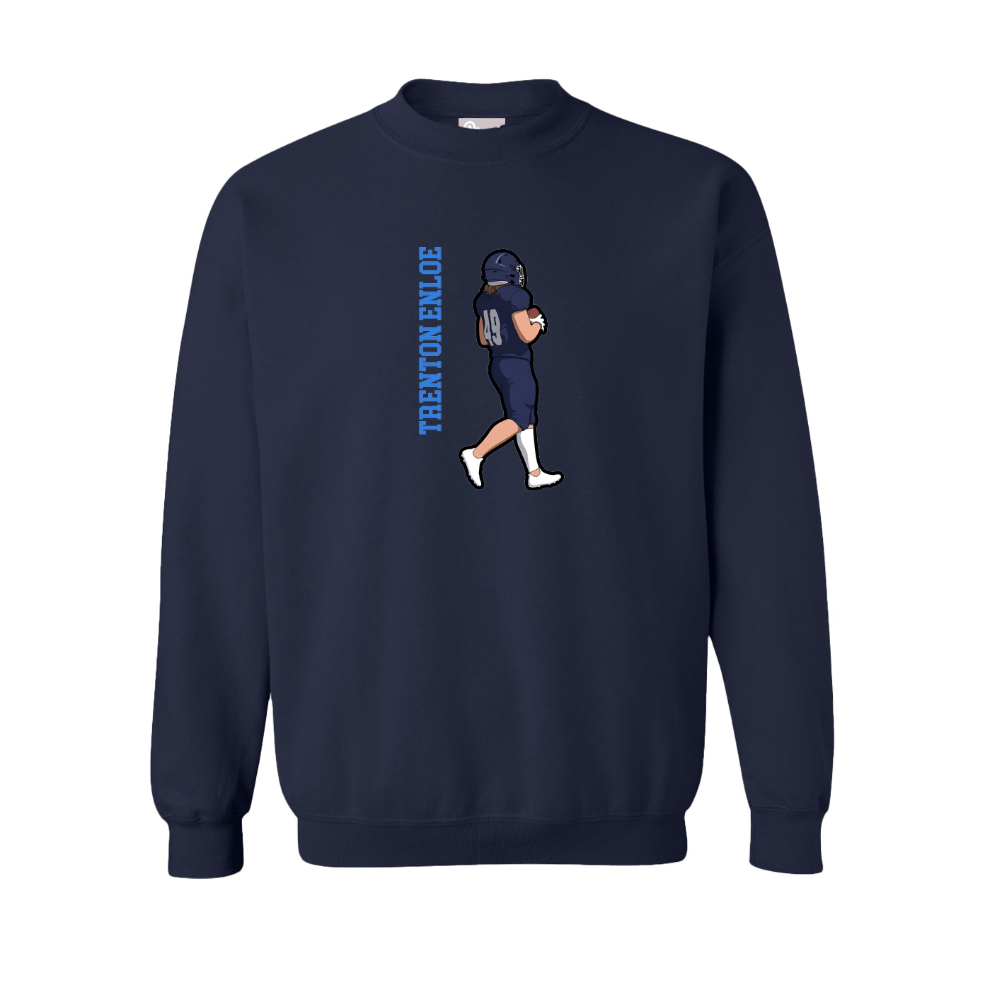Fleece Crew — Name Vertical in Navy