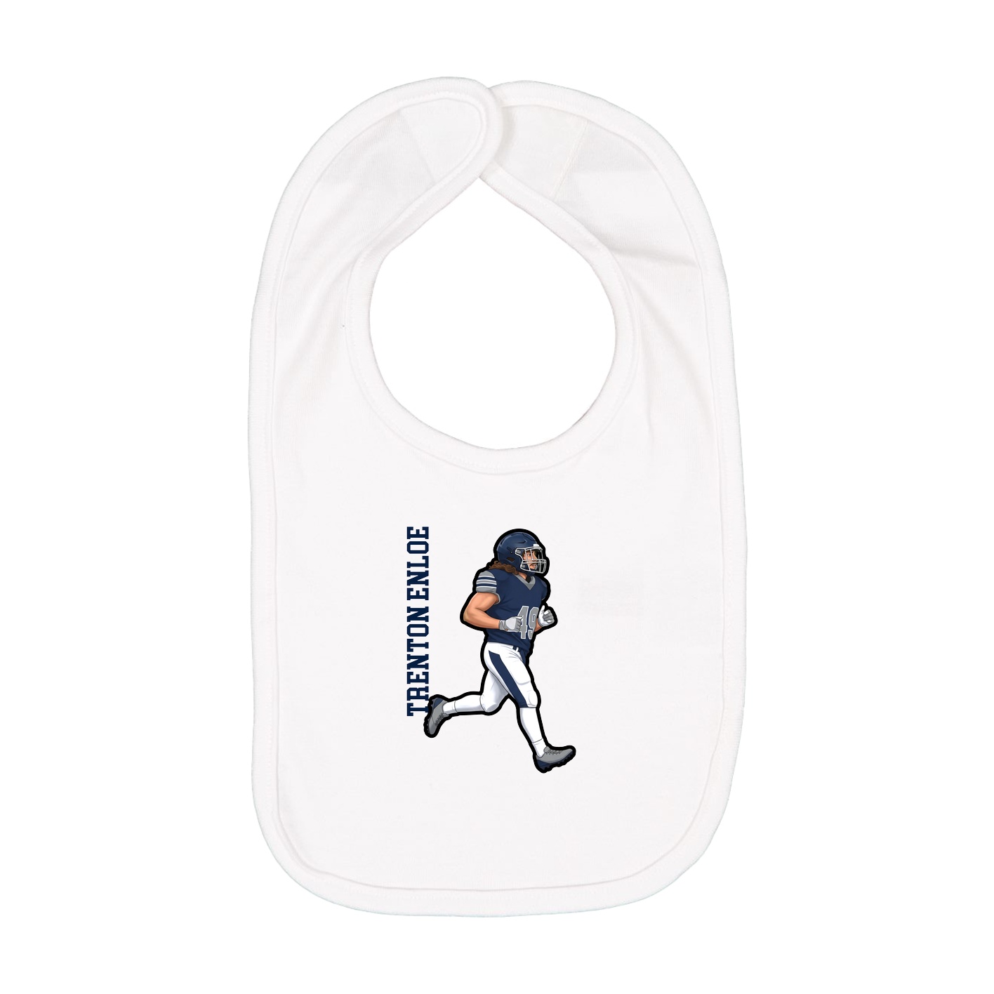 Infant Bib — Name Vertical in White